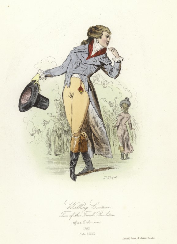 Traje de caminhada, época da Revolução Francesa de French School