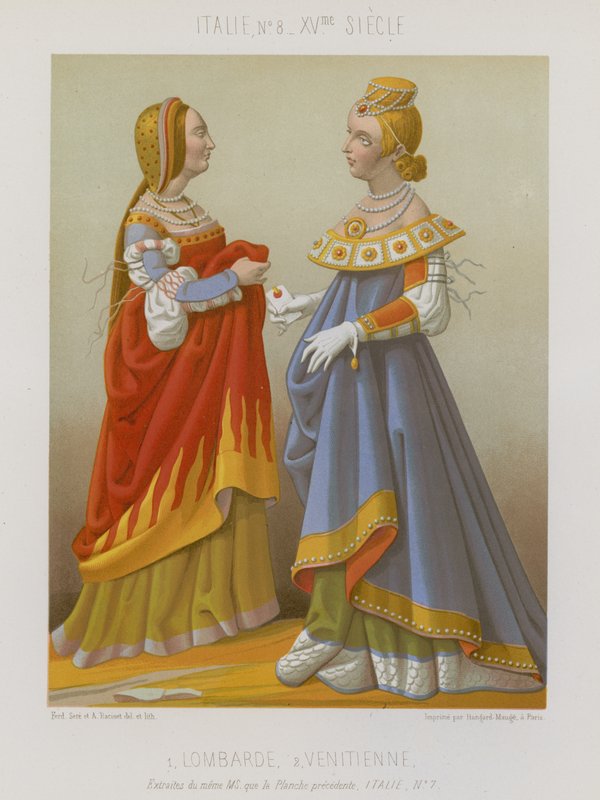 Mulher, de, lombardy, ao lado, um, veneziano, mulher de French School