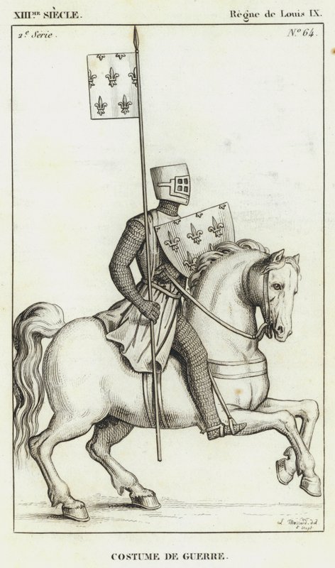 Século XIII, Reinado de Luís IX, Traje de Guerra (gravura) de French School
