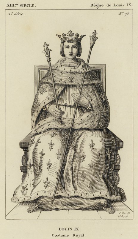 Século XIII, Reinado de Luís IX, Luís IX, Traje Real (gravura) de French School