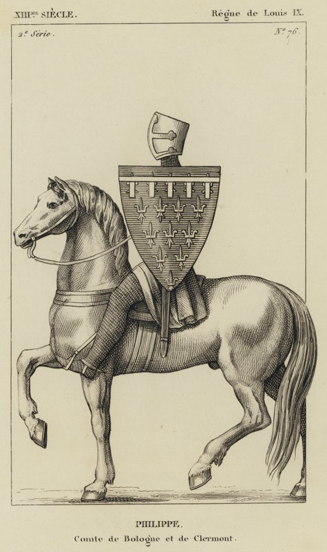 Século XIII, Reinado de Luís IX, Philippe, Conde de Bologne e Clermont (gravura) de French School