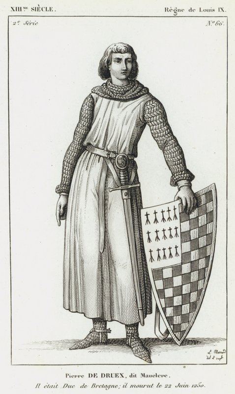 Século XIII, Reinado de Louix IX, Pierre de Druex, conhecido como Mauclere, Foi Duque da Bretanha; morreu em 22 de junho de 1250 (gravura) de French School