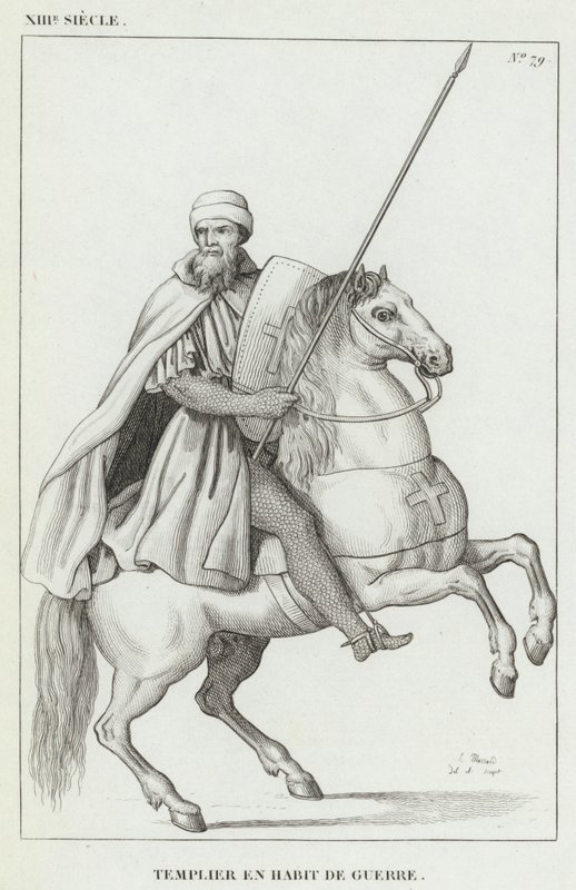 Século XIII, Templário em Vestido de Guerra (gravura) de French School