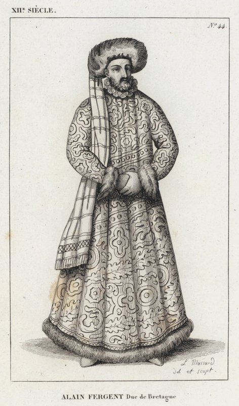 Século XII, Alain Fergent, Duque da Bretanha (gravura) de French School