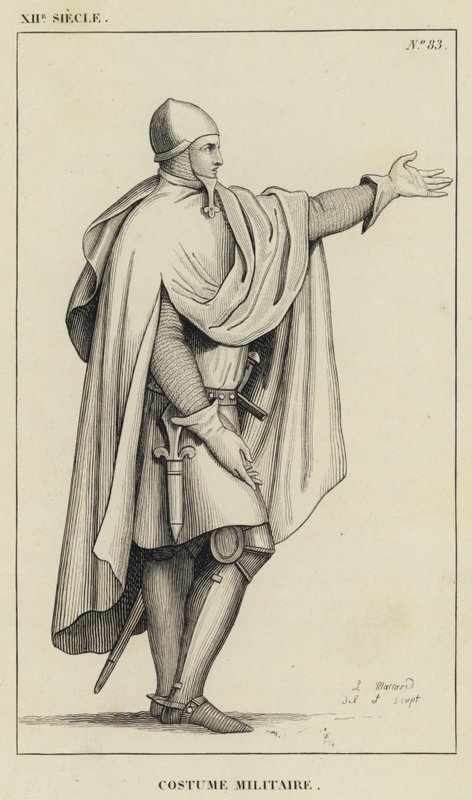 XII Siecle, Costume Militaire (gravura) de French School