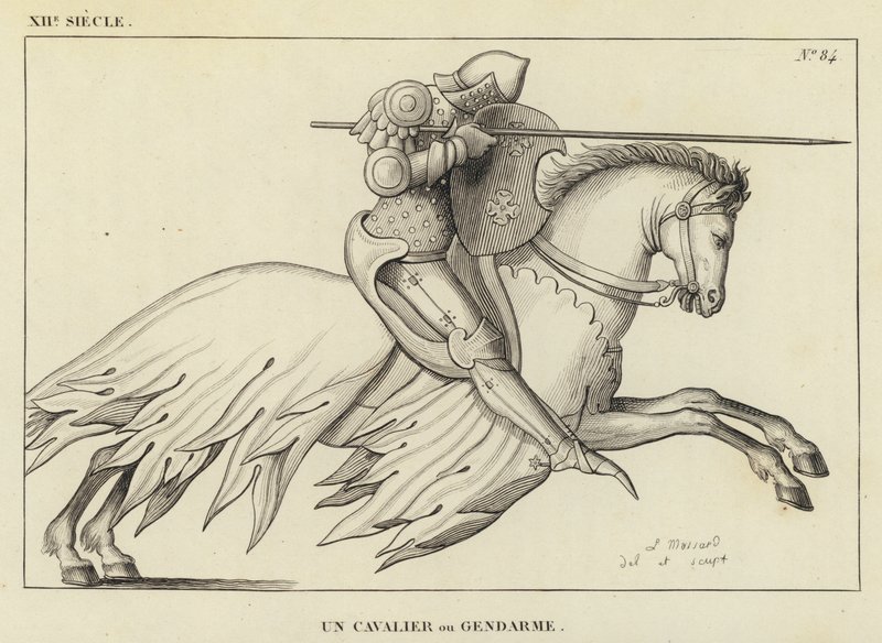 Século XII, Um Cavaleiro ou Gendarme (gravura) de French School