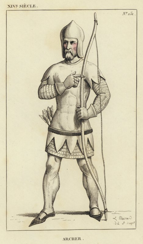 XIV Siecle, Archer (gravura a cores) de French School