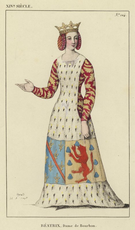 XIV Siecle, Beatrix, Dame de Bourbon (gravura colorida) de French School