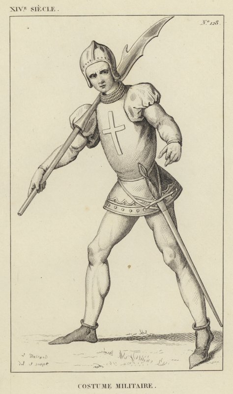 XIV Siecle, Costume Militaire (gravura) de French School