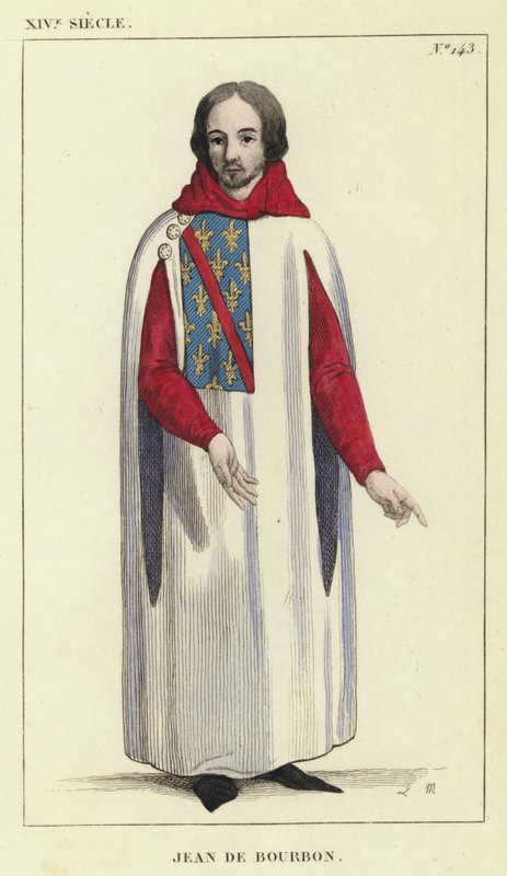 XIV Siecle, Jean de Bourbon (gravura a cores) de French School
