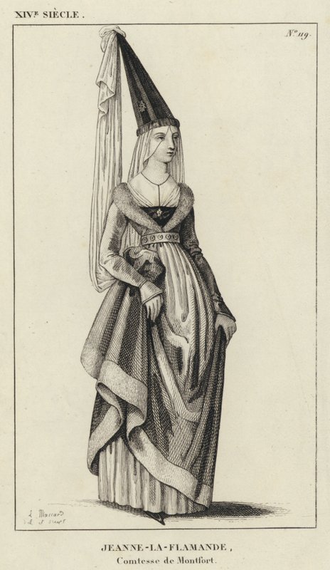 Século XIV, Jeanne-la-Flamande, Condessa de Montfort (gravura) de French School