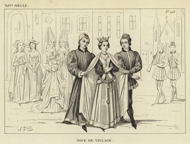 Século XIV, Casamento na Aldeia (gravura) de French School