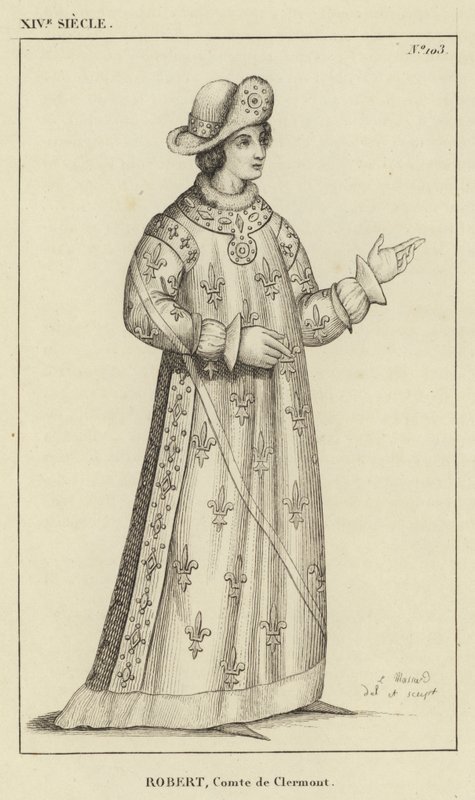 Século XIV, Robert, Conde de Clermont (gravura) de French School
