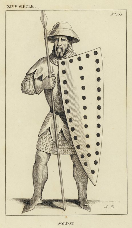 XIV Siecle, Soldat (gravura) de French School