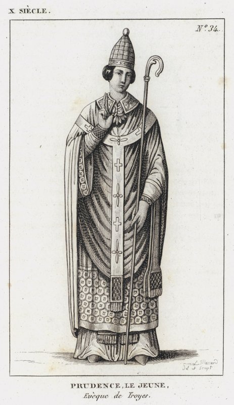 Século X, Prudence the Younger, Bispo de Troyes (gravura) de French School