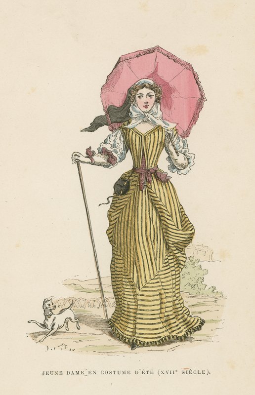 Mulher jovem, em, vestido verão, 17o século de French School