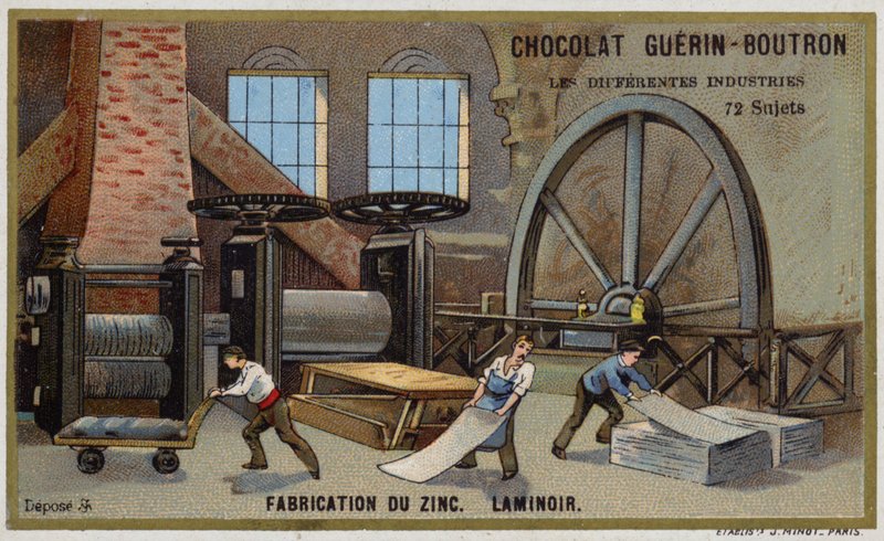 Fabricação de zinco. Rolo (chromolitho) de French School