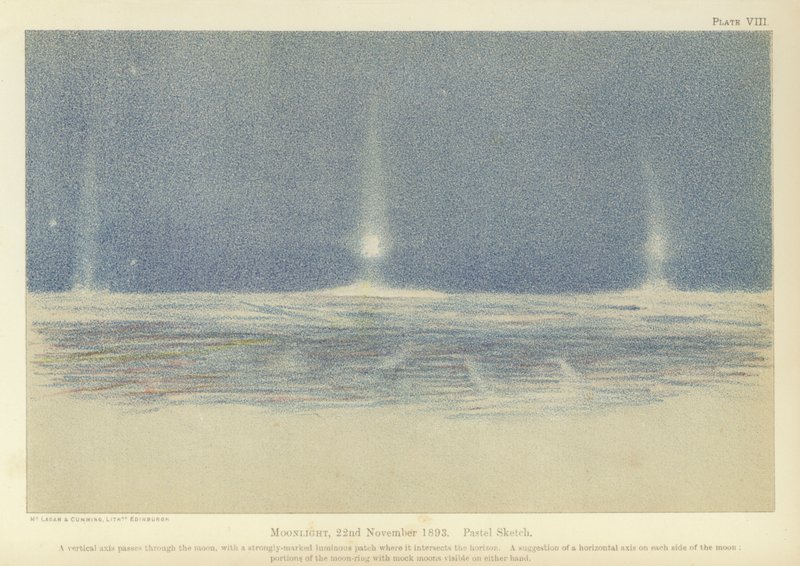Moonlight, 22 de Novembro de 1893, sketch pastel (cor litho) de Fridtjof Nansen