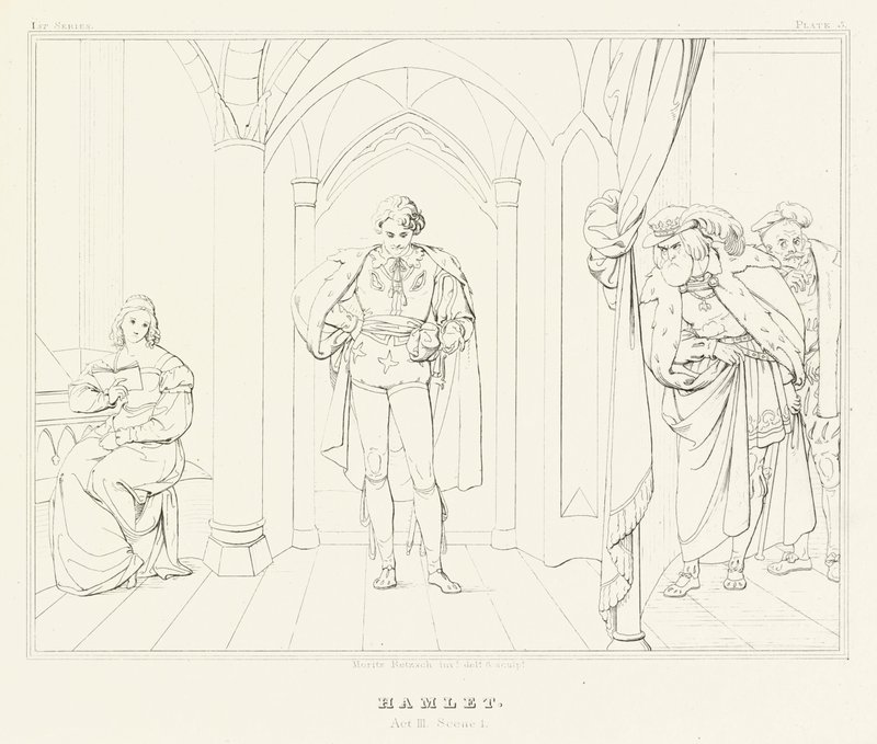 Hamlet, Acto III, Cena 1 (gravura) de Friedrich August Moritz Retzsch
