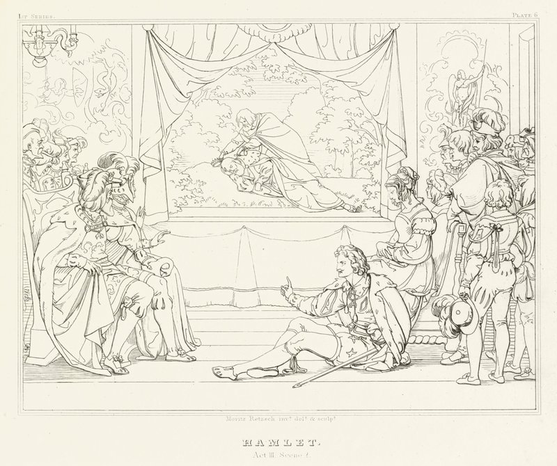 Hamlet, Acto III, Cena 2 (gravura) de Friedrich August Moritz Retzsch