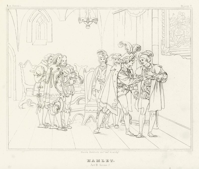 Hamlet, Acto III, Cena 2 (gravura) de Friedrich August Moritz Retzsch