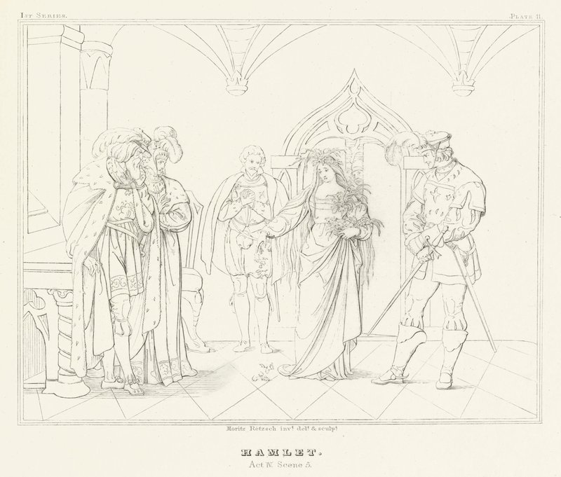 Hamlet, Acto IV, Cena 5 (gravura) de Friedrich August Moritz Retzsch