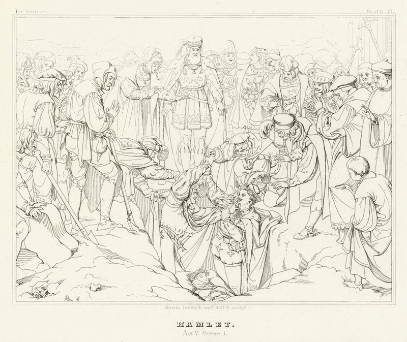 Hamlet, Acto V, Cena 1 (gravura) de Friedrich August Moritz Retzsch