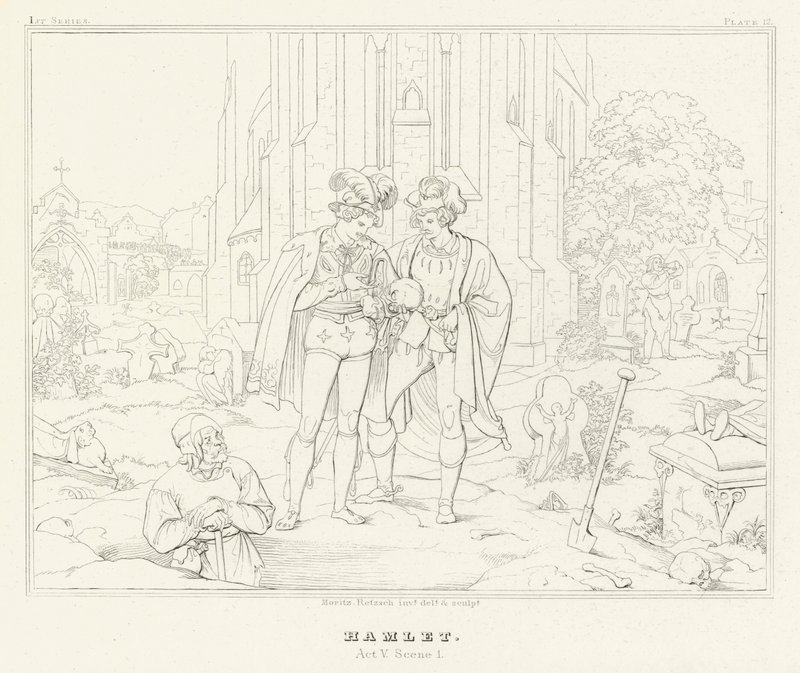 Hamlet, Acto V, Cena 1 (gravura) de Friedrich August Moritz Retzsch