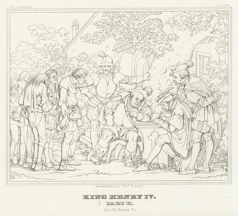 Rei Henrique IV, Parte II, Acto III, Cena 2 (gravura) de Friedrich August Moritz Retzsch