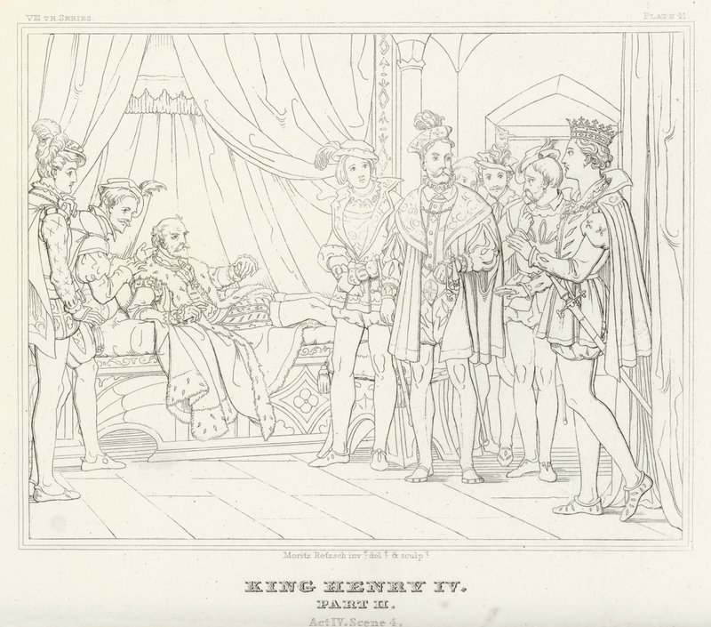 Rei Henrique IV, Parte II, Acto IV, Cena 4 (gravura) de Friedrich August Moritz Retzsch