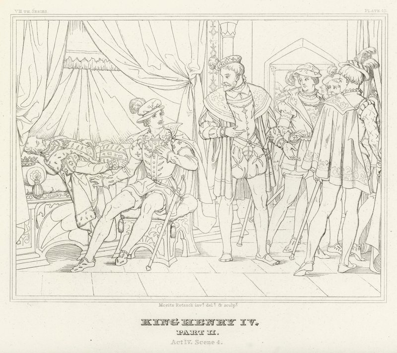 Rei Henrique IV, Parte II, Acto IV, Cena 4 (gravura) de Friedrich August Moritz Retzsch