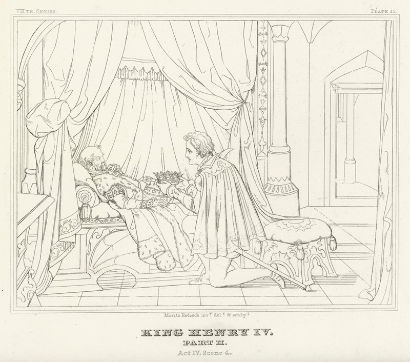 Rei Henrique IV, Parte II, Acto IV, Cena 4 (gravura) de Friedrich August Moritz Retzsch