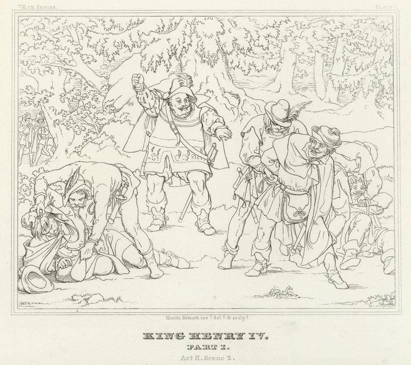 Rei Henrique IV, Parte I, Acto II, Cena 2 (gravura) de Friedrich August Moritz Retzsch