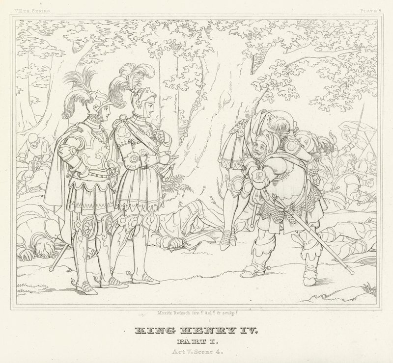 Rei Henrique IV, Parte I, Acto V, Cena 4 (gravura) de Friedrich August Moritz Retzsch