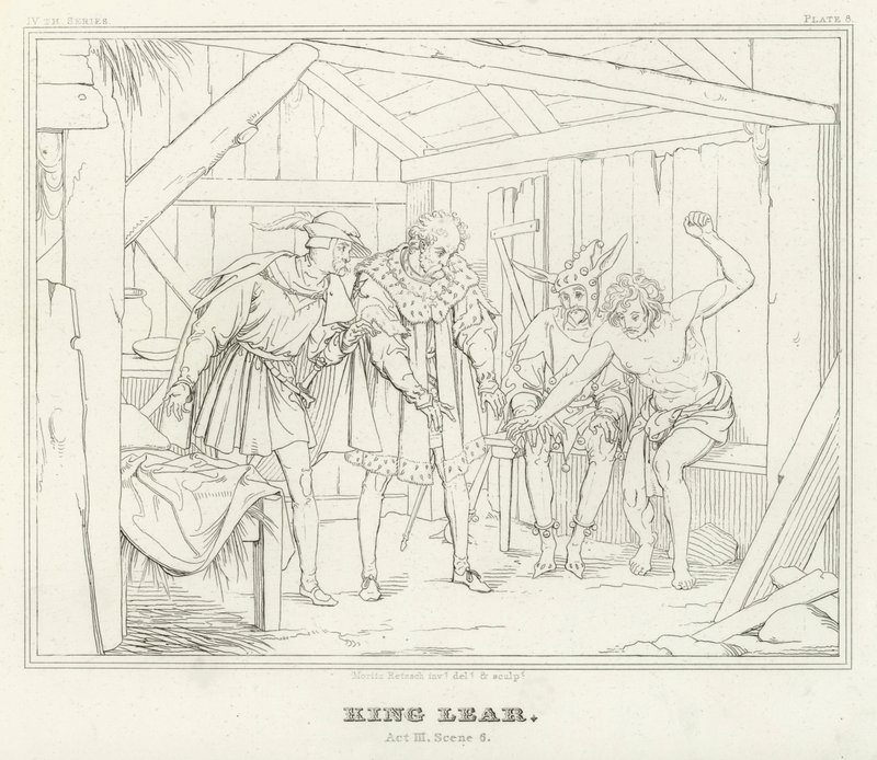 Rei Lear, Acto III, Cena 6 (gravura) de Friedrich August Moritz Retzsch