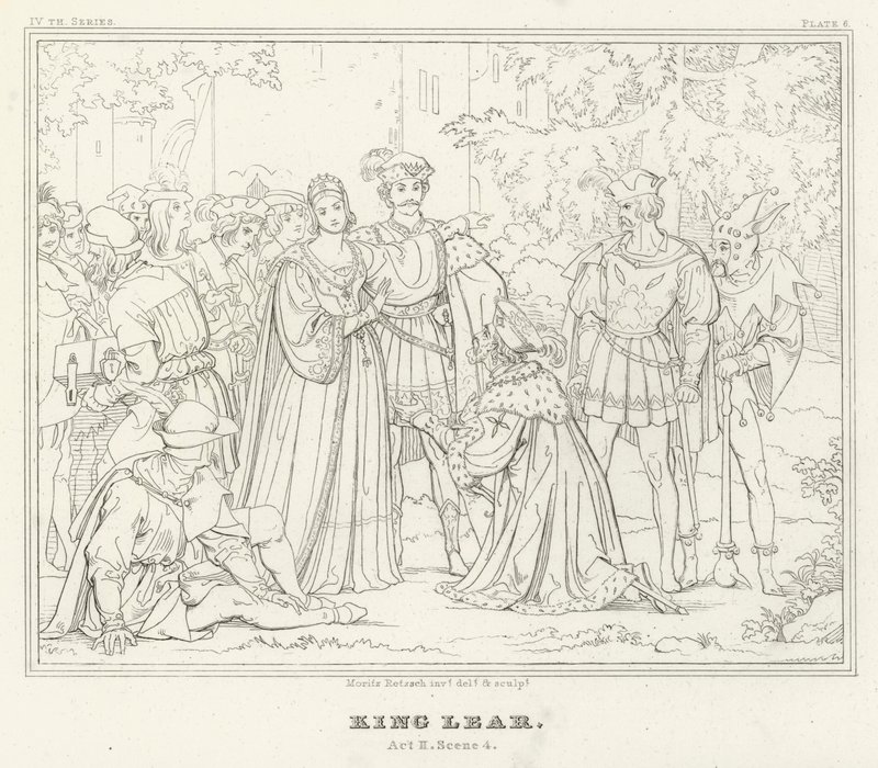 Rei Lear, Acto II, Cena 4 (gravura) de Friedrich August Moritz Retzsch