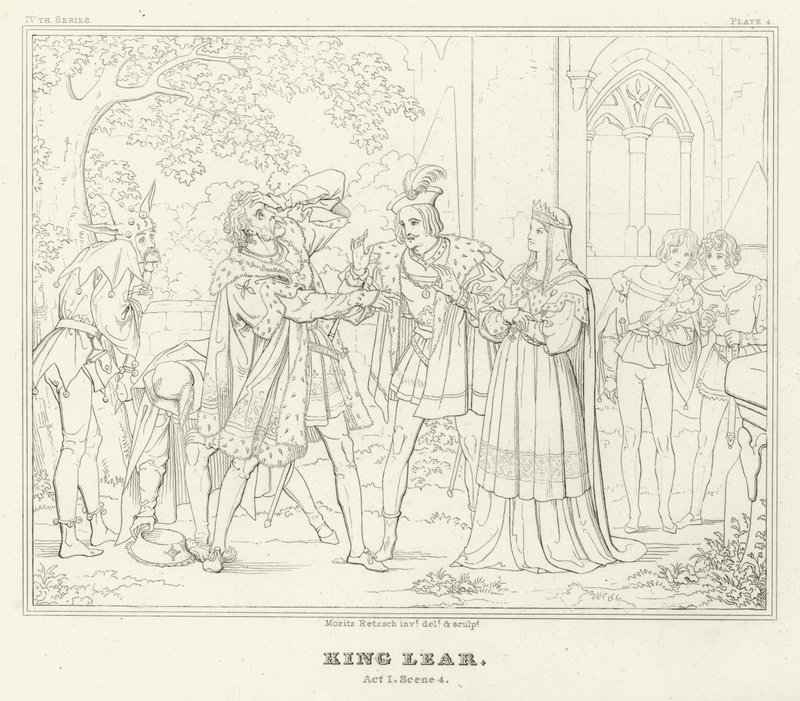 Rei Lear, Acto I, Cena 4 (gravura) de Friedrich August Moritz Retzsch
