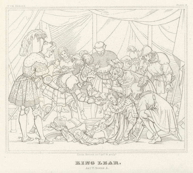 Rei Lear, Acto V, Cena 3 (gravura) de Friedrich August Moritz Retzsch