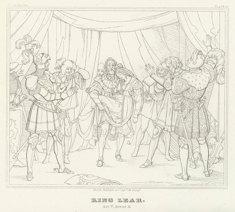 Rei Lear, Acto V, Cena 3 (gravura) de Friedrich August Moritz Retzsch