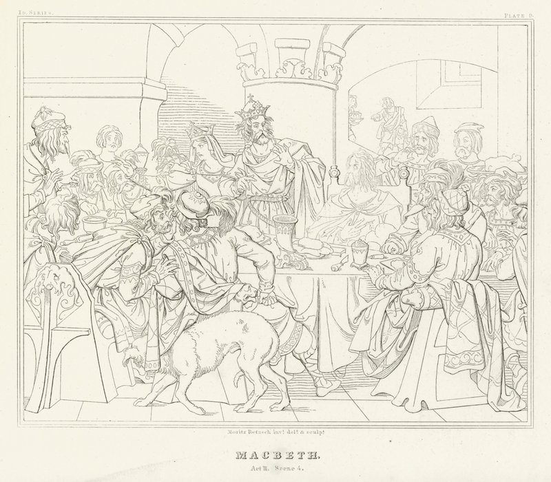 Macbeth, Acto III, Cena 4 (gravura) de Friedrich August Moritz Retzsch