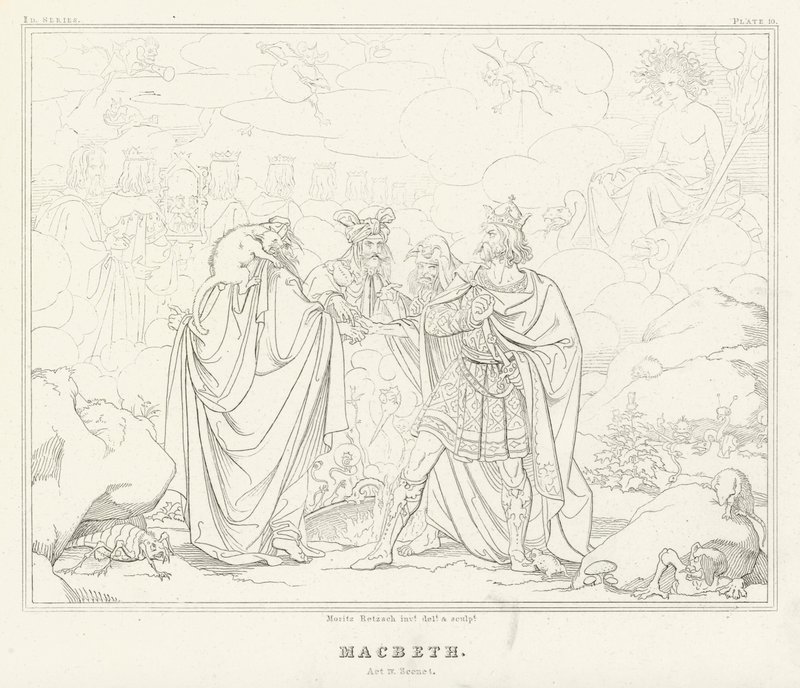 Macbeth, Acto IV, Cena 1 (gravura) de Friedrich August Moritz Retzsch