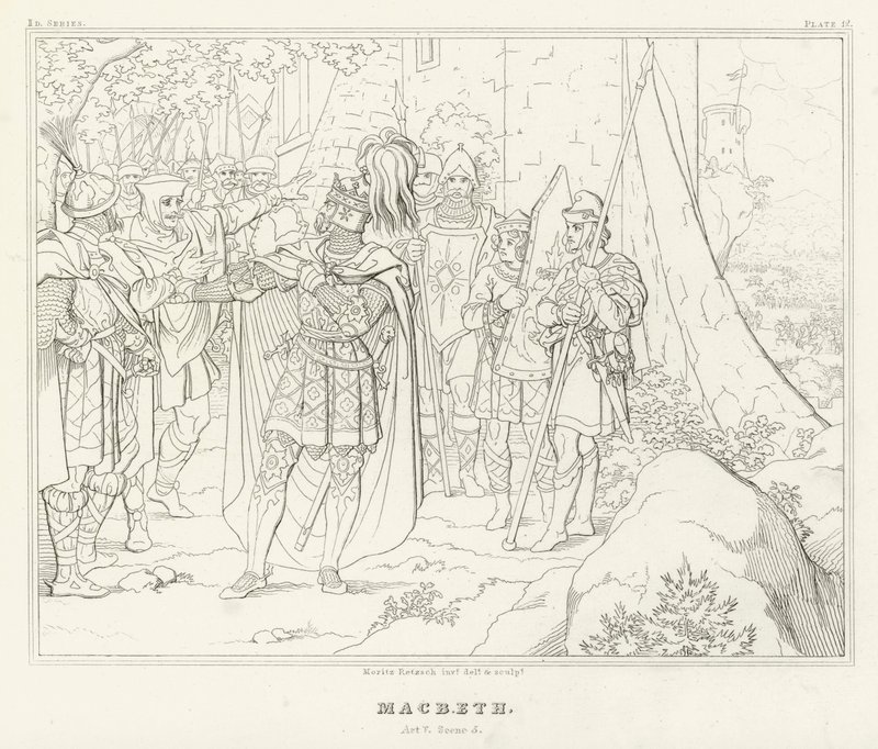 Macbeth, Acto V, Cena 5 (gravura) de Friedrich August Moritz Retzsch