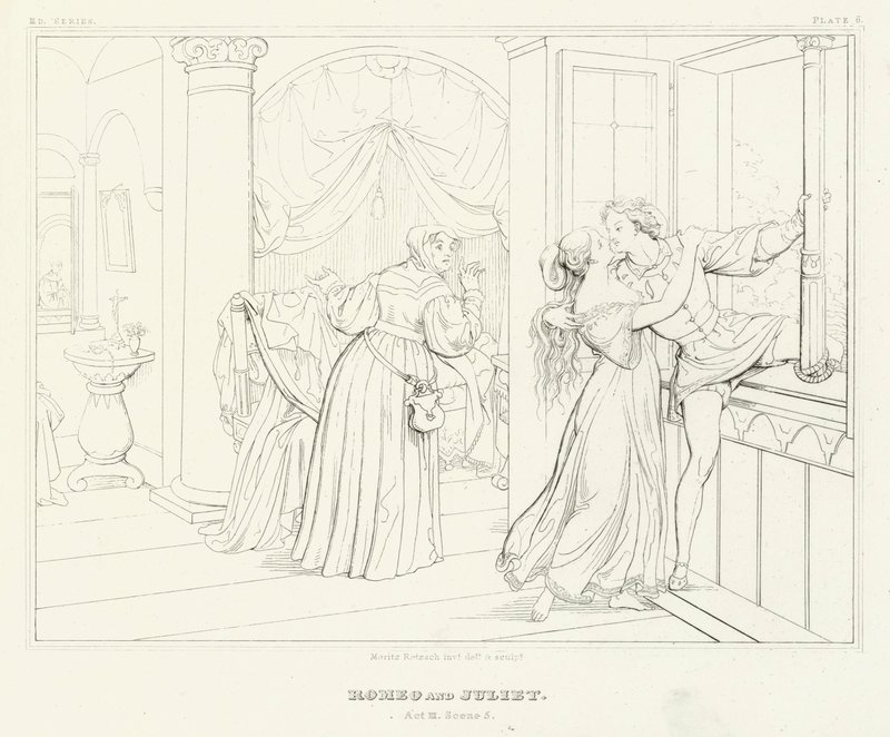 Romeu e Julieta, Acto III, Cena 5 (gravura) de Friedrich August Moritz Retzsch
