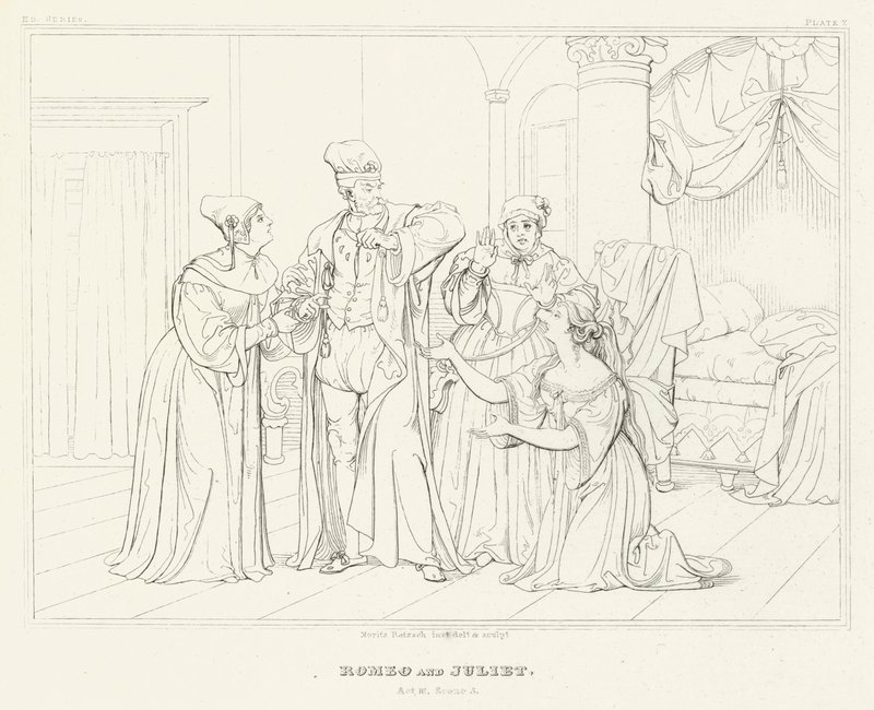 Romeu e Julieta, Acto III, Cena 5 (gravura) de Friedrich August Moritz Retzsch