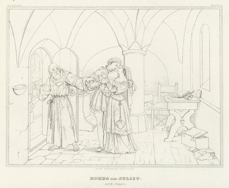Romeu e Julieta, Acto II, Cena 6 (gravura) de Friedrich August Moritz Retzsch