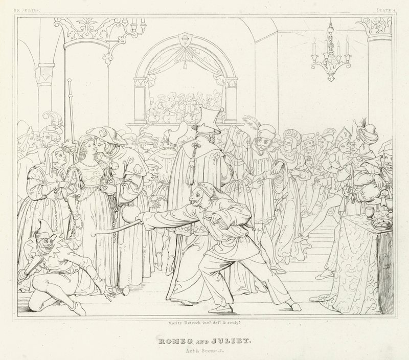 Romeu e Julieta, Acto I, Cena 5 (gravura) de Friedrich August Moritz Retzsch