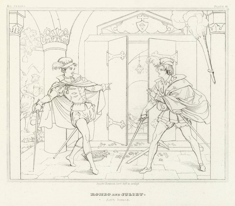 Romeu e Julieta, Acto V, Cena 3 (gravura) de Friedrich August Moritz Retzsch