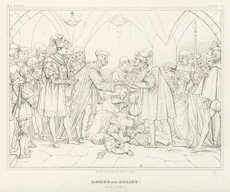 Romeu e Julieta, Acto V, Cena 3 (gravura) de Friedrich August Moritz Retzsch