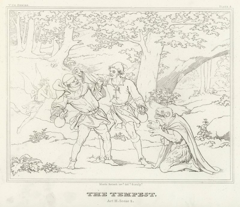 A Tempestade, Acto III, Cena 2 (gravura) de Friedrich August Moritz Retzsch