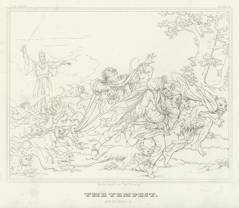A Tempestade, Acto IV, Cena 1 (gravura) de Friedrich August Moritz Retzsch